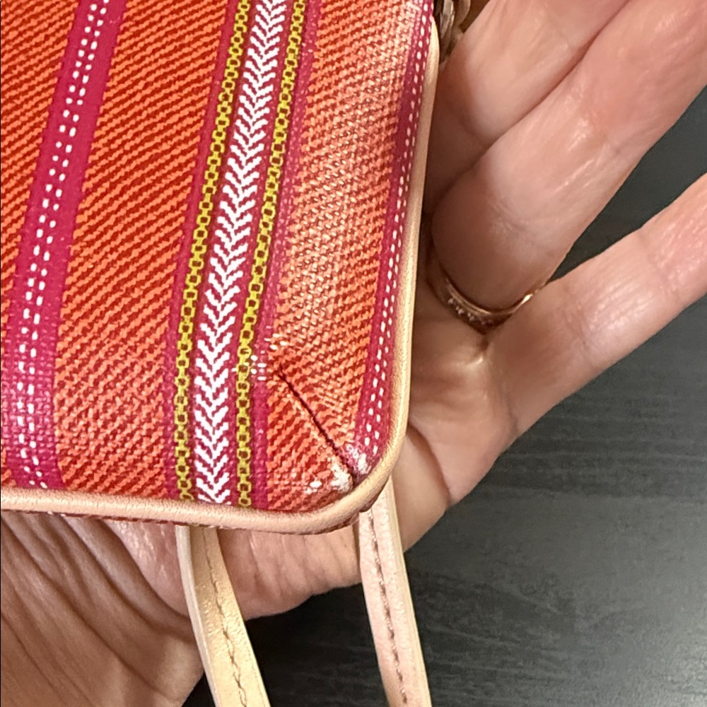 Coach Orange & Pink Striped Wristlet - Picture 6 of 12